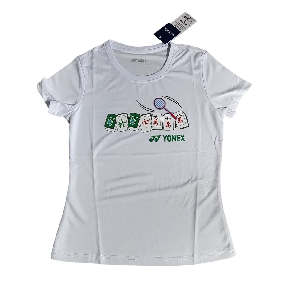 Yonex Mahjong Badminton Graphic Tee White Short Sleeve Athletic Shirt 22021B L